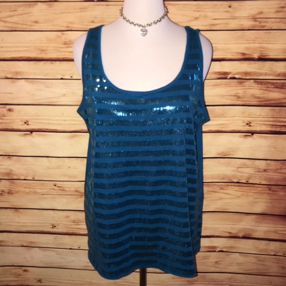 Lane Bryant Tops - 🆕 Lane Bryant Peacock Blue Sequin Tank